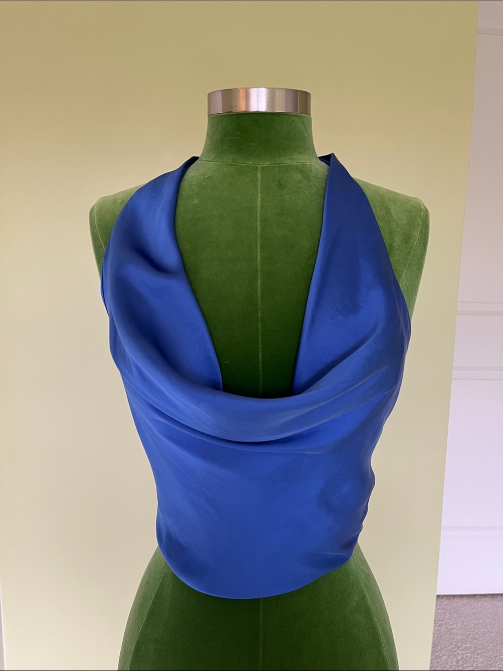 Zara Royal Blue Cowl Neck Crop Top - Picture 3 of 6